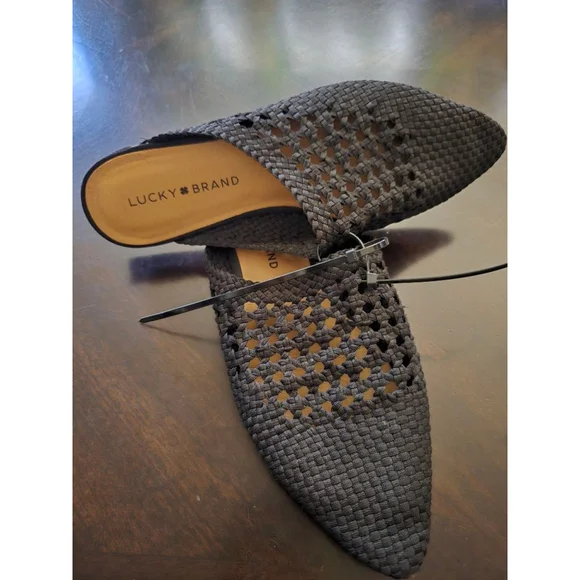 Lucky Brand EUC Clean Girl Coquette Black Woven Mules Clogs Size 7 - Picture 5 of 8